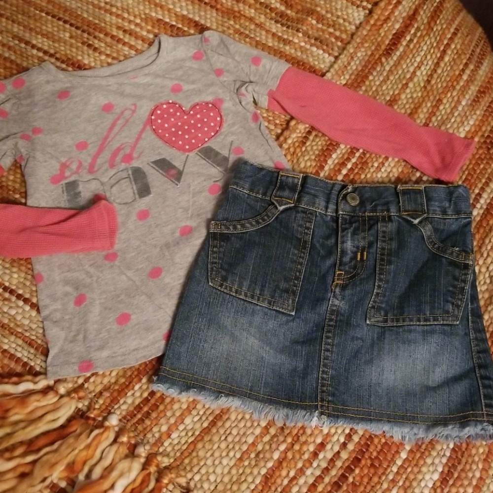 Girls 3t OLD‎ NAVY SHIRT SKIRT OUTFIT SET BUNDLE